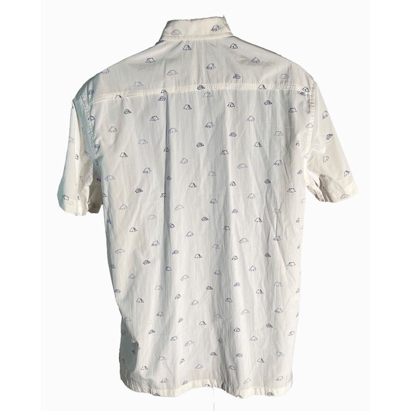 EDDIE BAUER Men's Short Sleeve Metal Button Down Tent Shirt White Large Slim - Picture 5 of 7